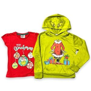 Girls Grinch Christmas Hoodie & T-shirt Bundle Size 5/6